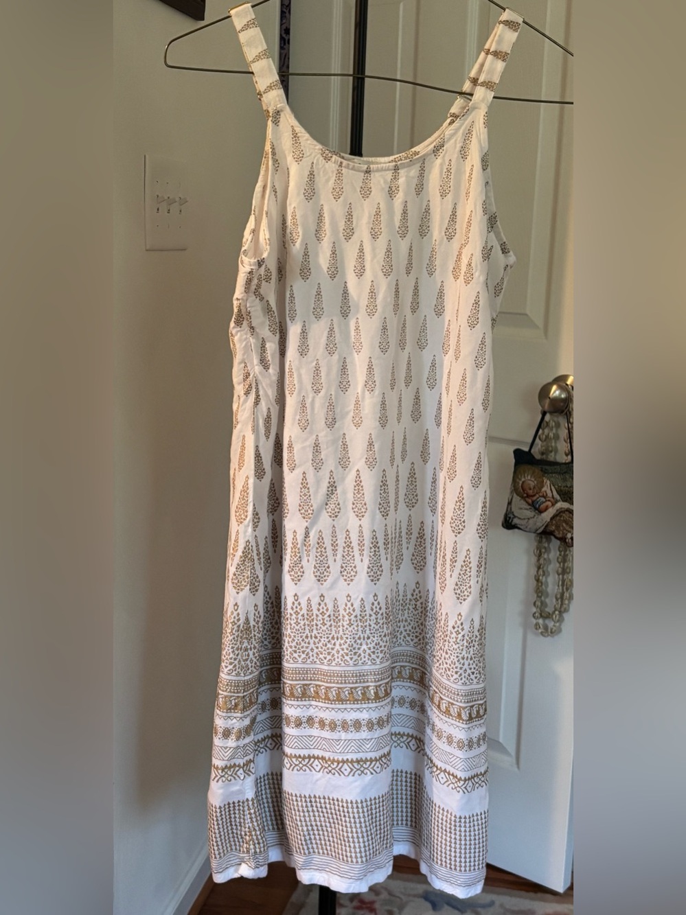 Lapogee White Dress with Gold Motif